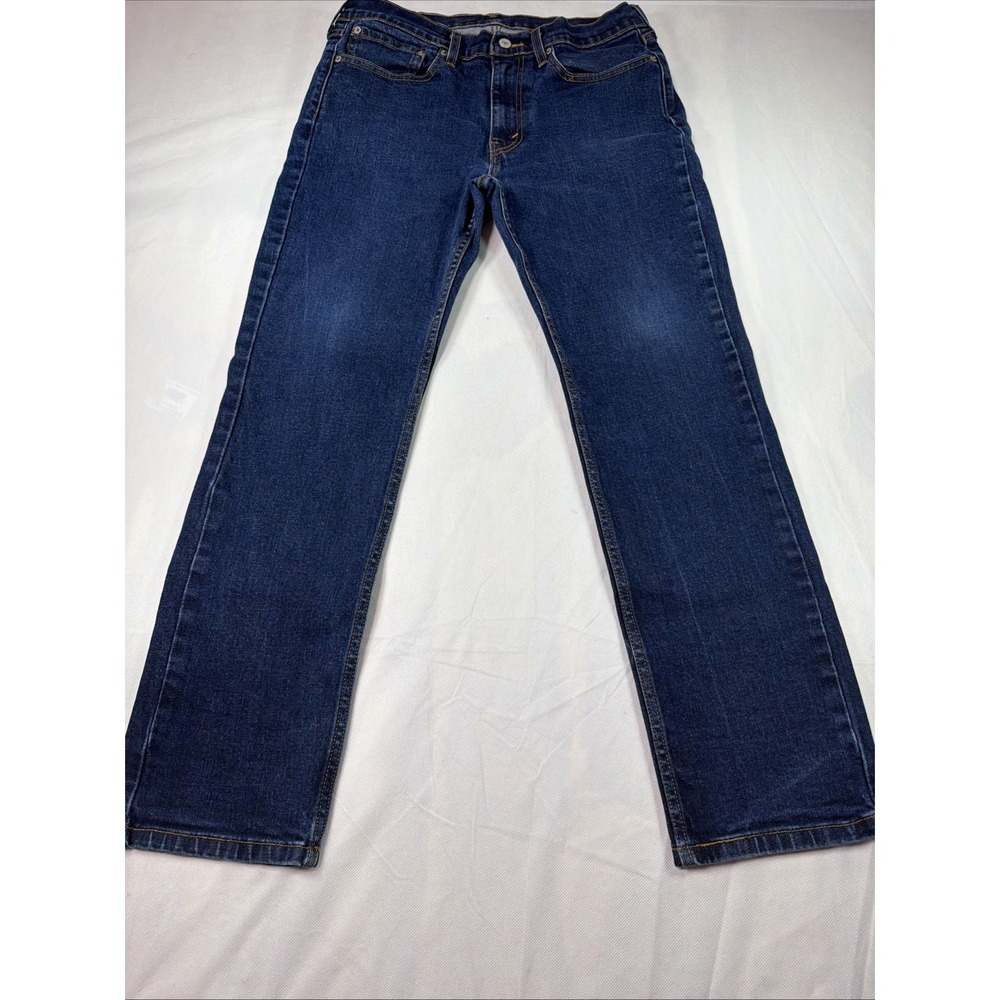 Levi Men's Dark Wash 514 Straight Fit Denim Jeans 34x32 Blue Mid Rise